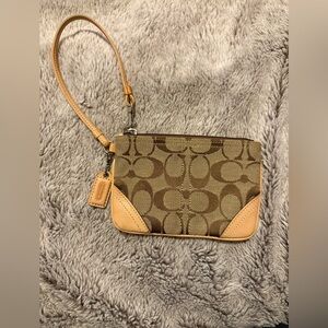 Brown Coach Signature Wristlet